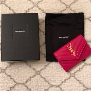 Saint Laurent Small Envelope Wallet in Bubblegum